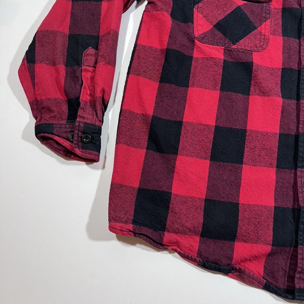 Big Bill Buffalo Plaid Flannel Shirt Red Black Long Sleeve Heavy Cotton Men's XL - Picture 2 of 8